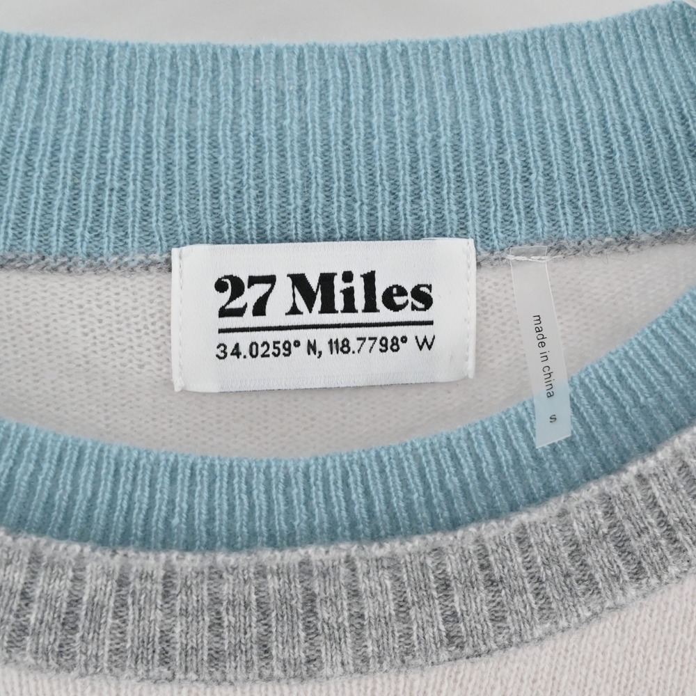 27 Miles Proctor Cashmere Baseball Sweater Womens Size S Pink Grey Blue Raglan - Picture 6 of 9